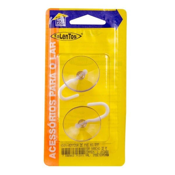 Gancho Ventosa 40mm com Pressão 2 Peças Talentos