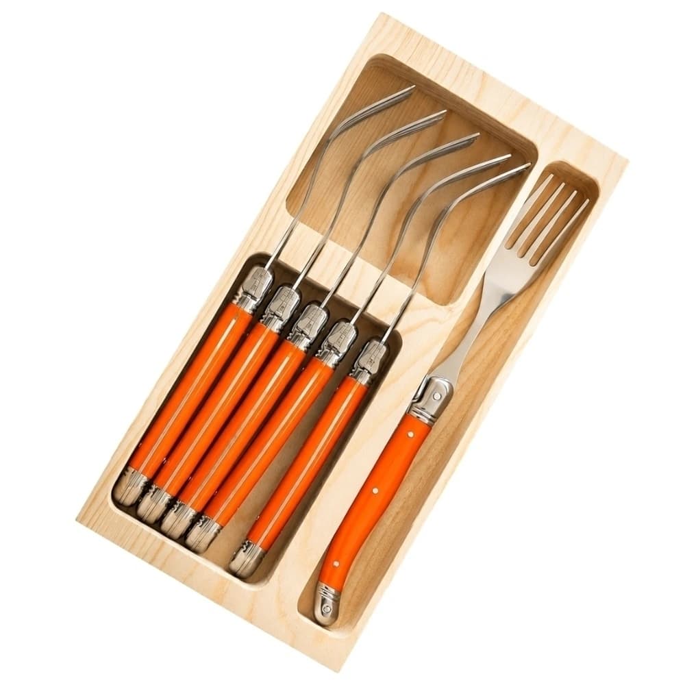 Garfo de Aço Inox Laguiole Laranja 22cm 6pçs