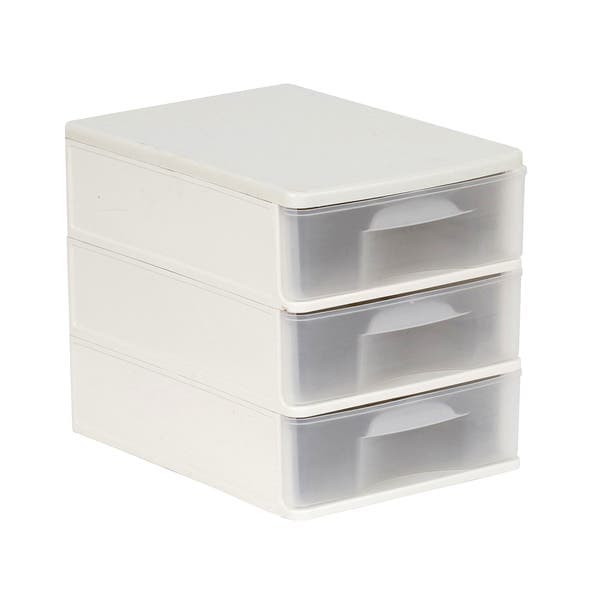 Gaveteiro de Mesa 28x25x35cm Plástico Branco São Bernardo