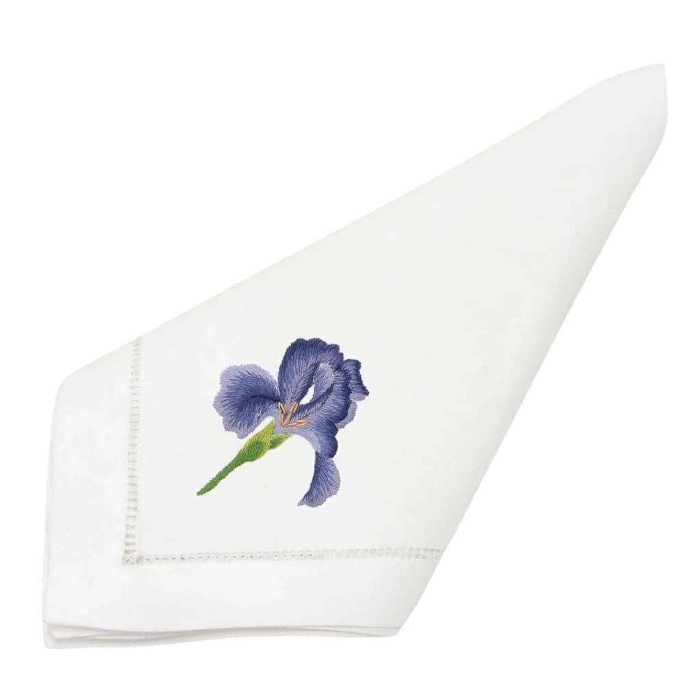 Guardanapo de Algodão Bordado Orquídea Lilás 40cm