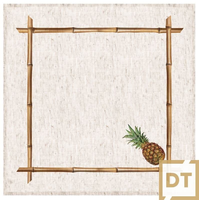 Guardanapo de Mesa Linho Decortextil Off Com Abacaxi 45cm x 45cm
