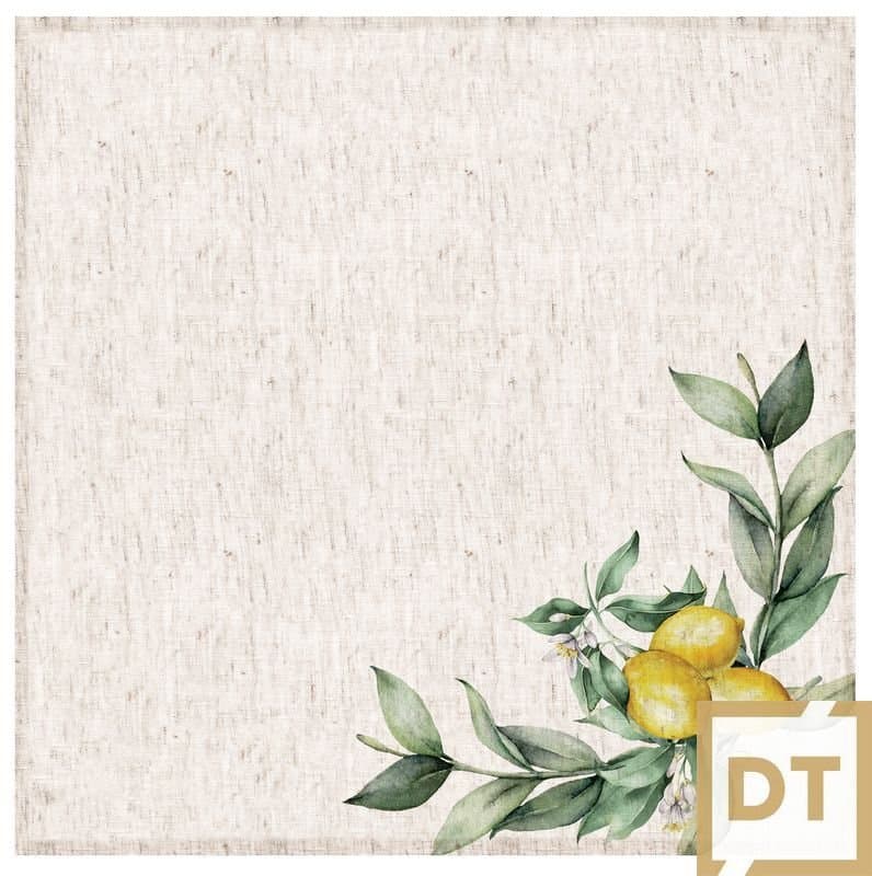 Guardanapo de Mesa Linho Decortextil Off Com Limões 45cm x 45cm