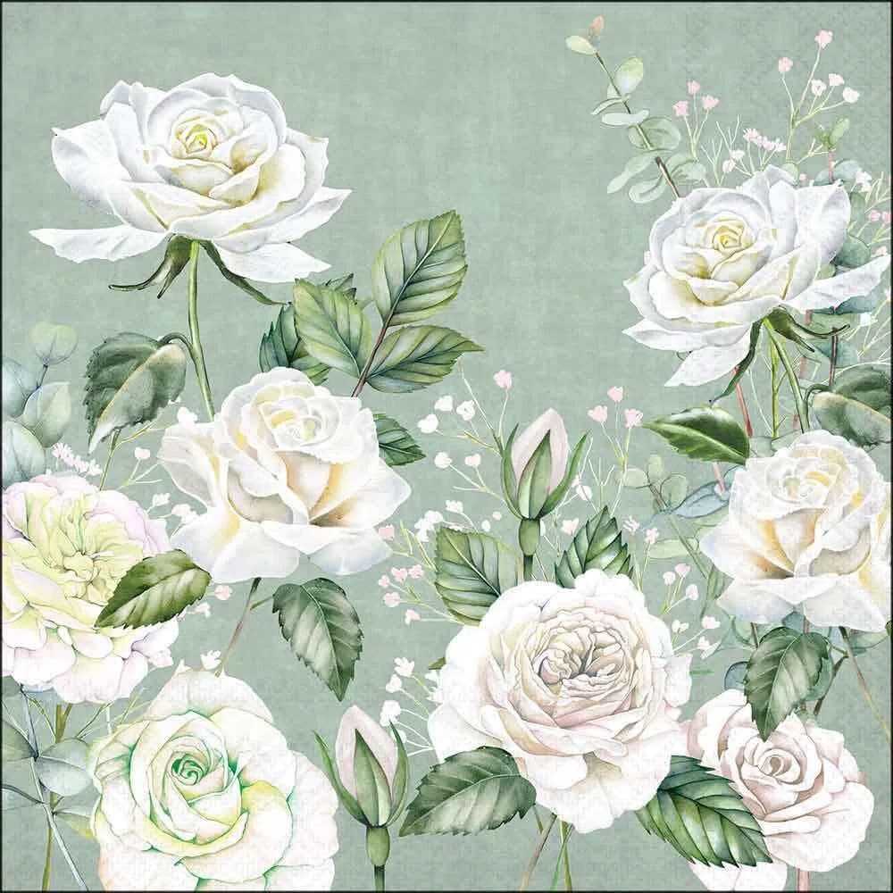 Guardanapo Papel FLores Verde 33x33 20 Folhas - Ambiente