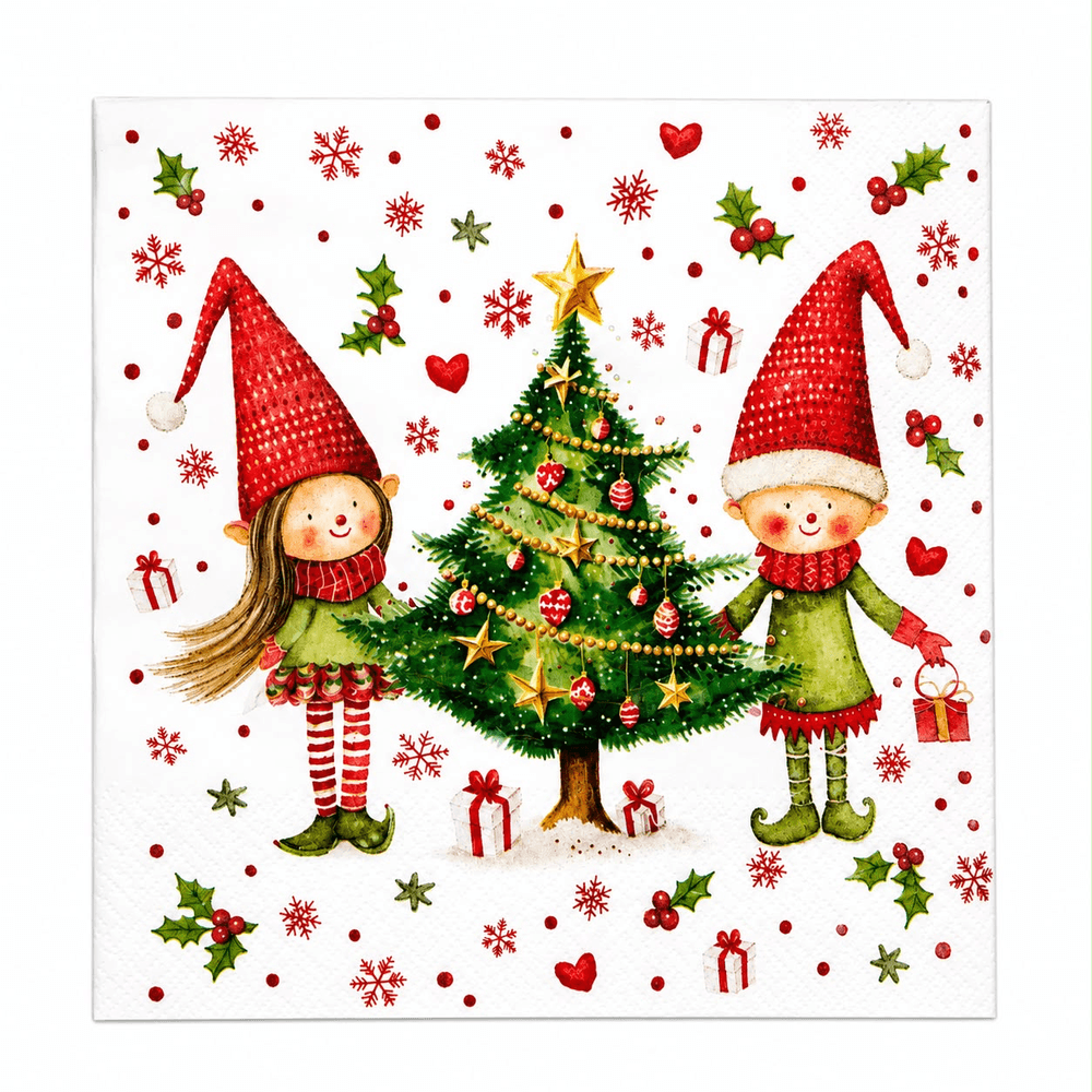 Guardanapo Papel NatalGnomos Árvore 33x33 20 Folhas - Ambiente