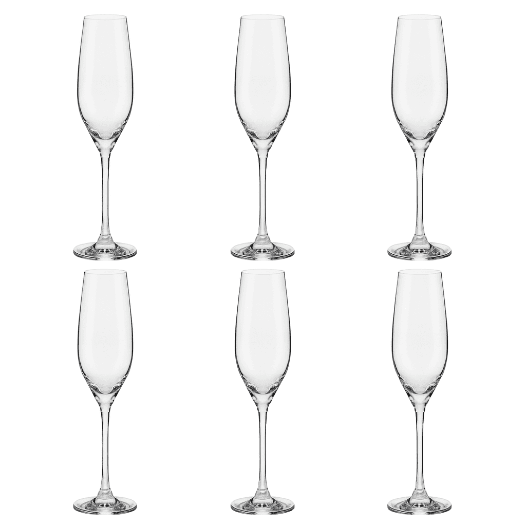 Jogo 06 Taças Cristal Para Espumante 210 ml Oxford