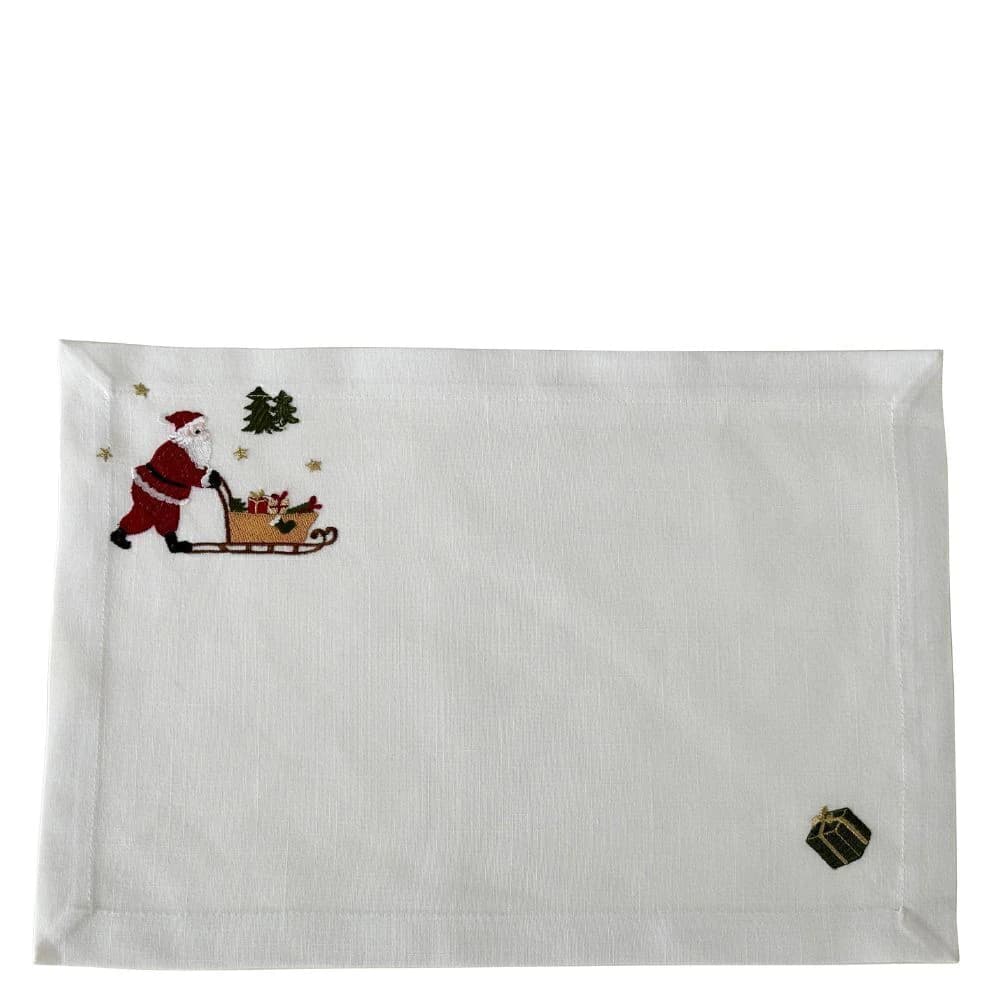 Jogo Americano de Linho Bordado Gift Branco 46x32cm 4pçs