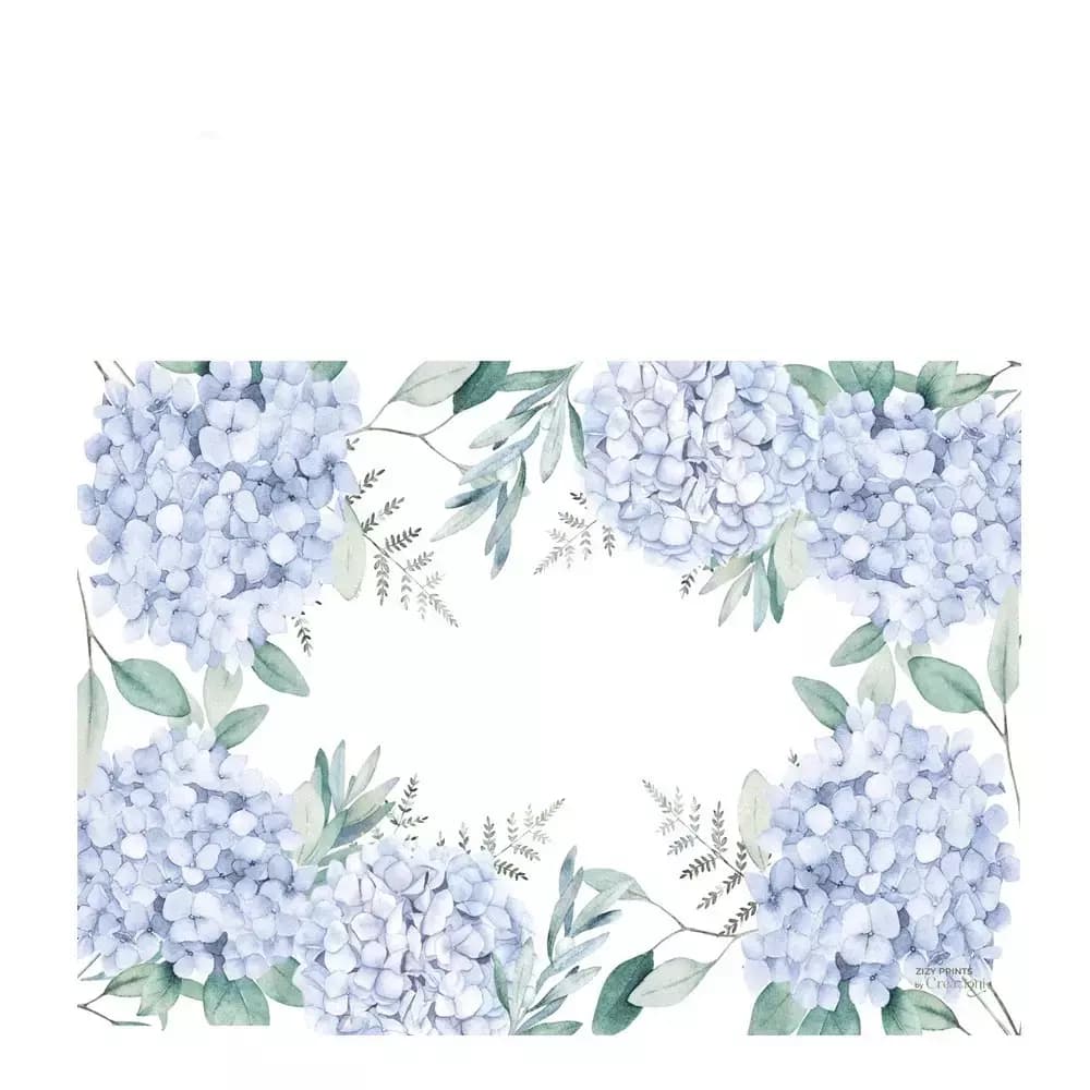 Jogo Americano de Papel Hortênsias Azul 48x34cm 12pçs