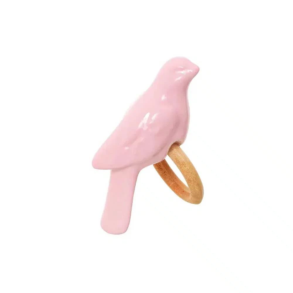 Jogo De 4 Anéis De Guardanapo Pássaro Rosa