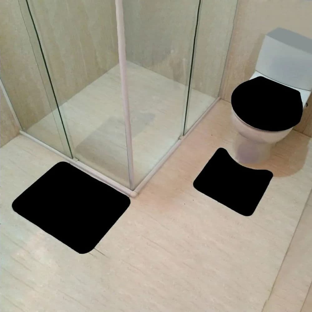 Jogo de Banheiro 3 Peças Preto - Comoditá