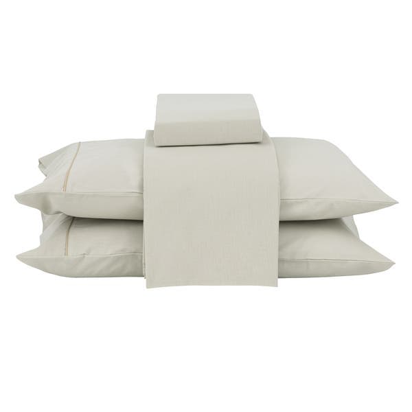 Jogo de Cama Casal Padrão 4 Peças Algodão 150 Fios Bege Beca Decor
