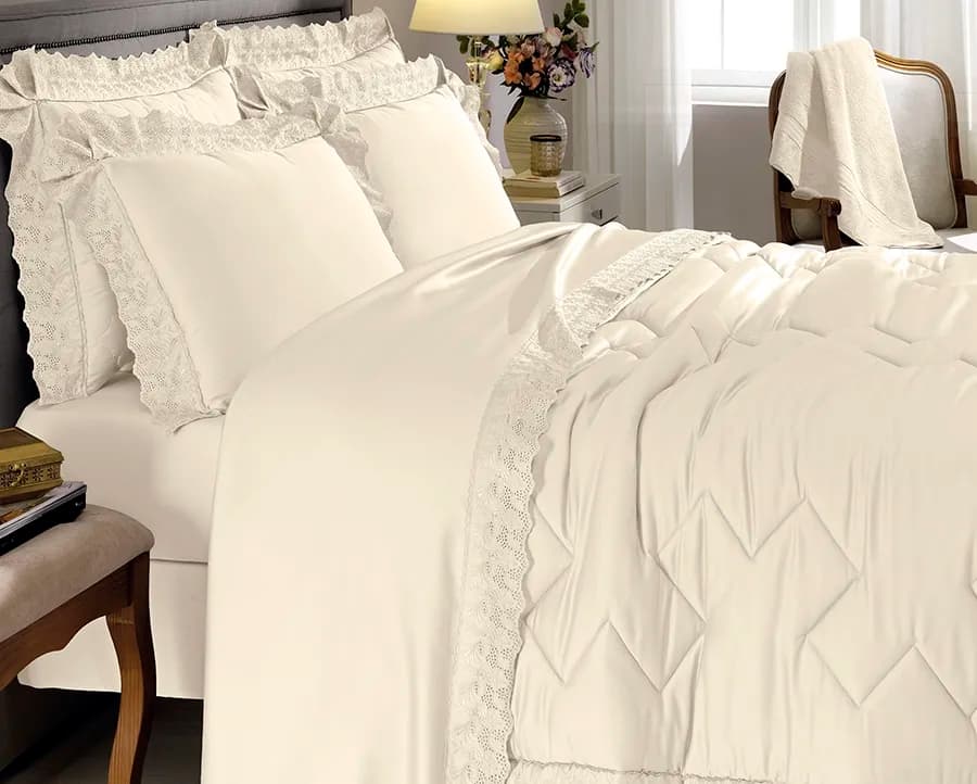 Jogo de Cama Cristal Camille King - Percal 300 Fios - Buettner