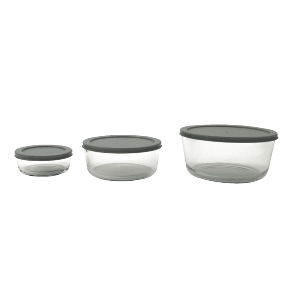 Kit 3 Potes Redondos Vidro Transparente 0,3L/0,85L/1,6L Delinia