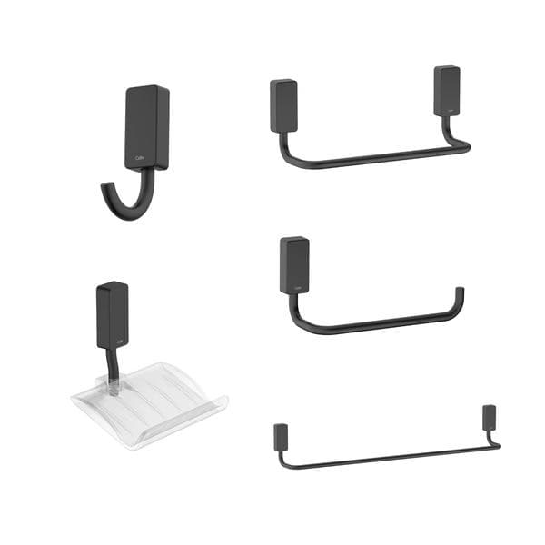 Kit Acessórios para Banheiro Preto com 5 peças New Celite One