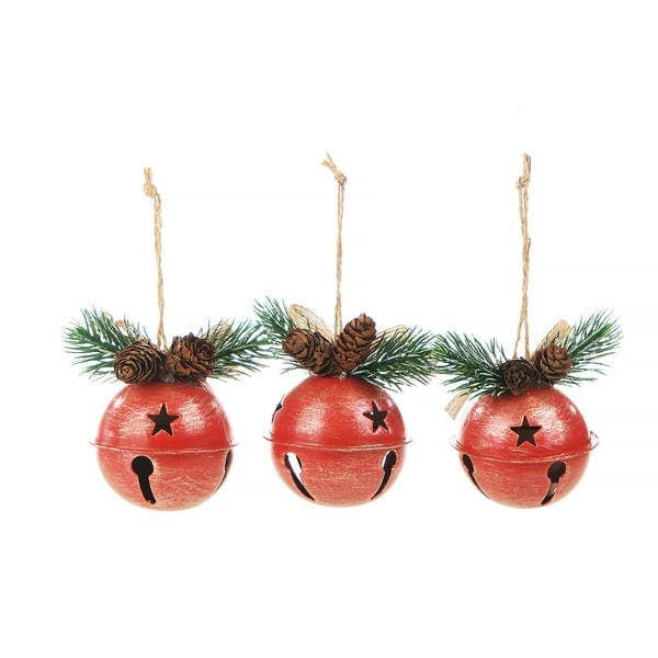 Kit Adorno De Natal Metal Vermelho Cromus 7x9cm 3 Unidades