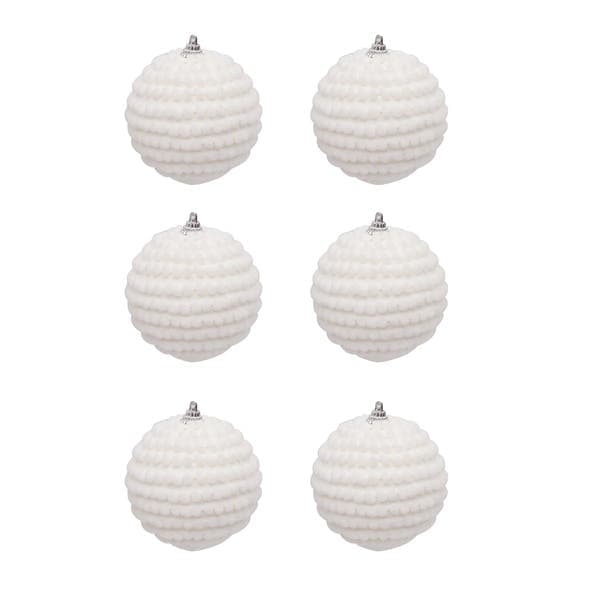 Kit Bola de Natal Branca Natalina 8cm 6 Peças Cromus