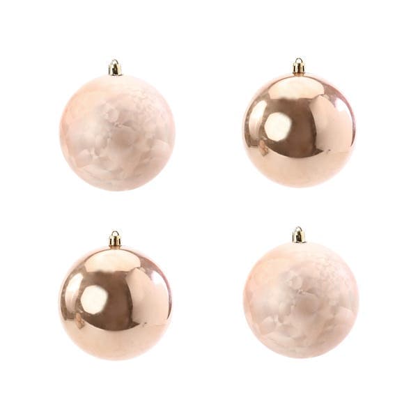 Kit Bola de Natal Champanhe Texturizada 10cm 4 Peças Cromus