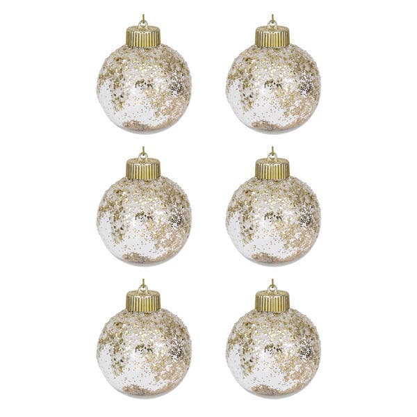 Kit Bola de Natal Dourada Glitter 8cm 6 Peças Cromus