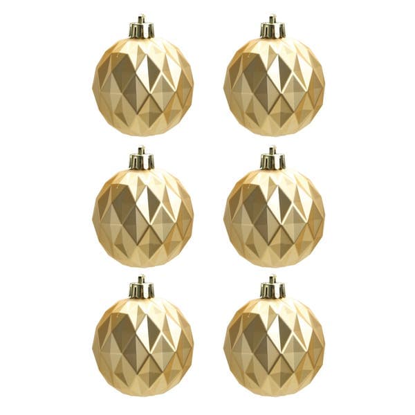 Kit Bola de Natal Dourada Listrada 6cm 6 Peças Cromus
