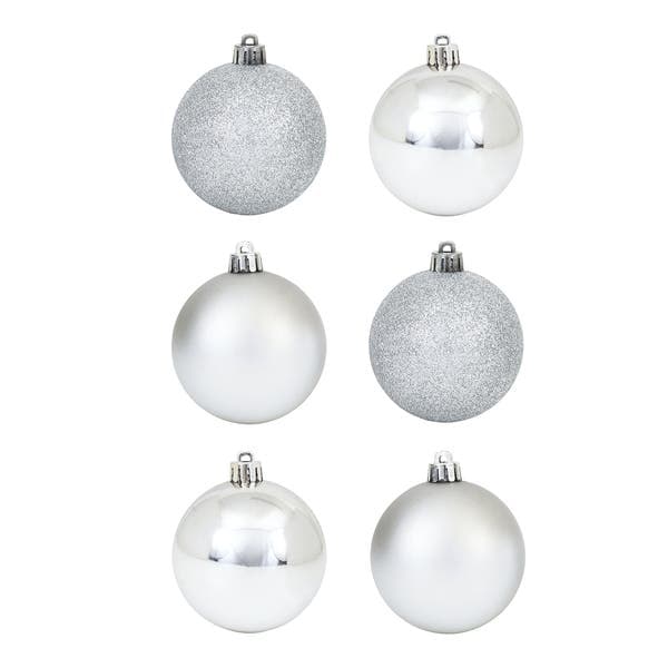 Kit Bola de Natal Prata Tubo 5cm 6 Peças Cromus