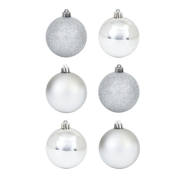 Kit Bola de Natal Prata Tubo 6cm 6 Peças Cromus