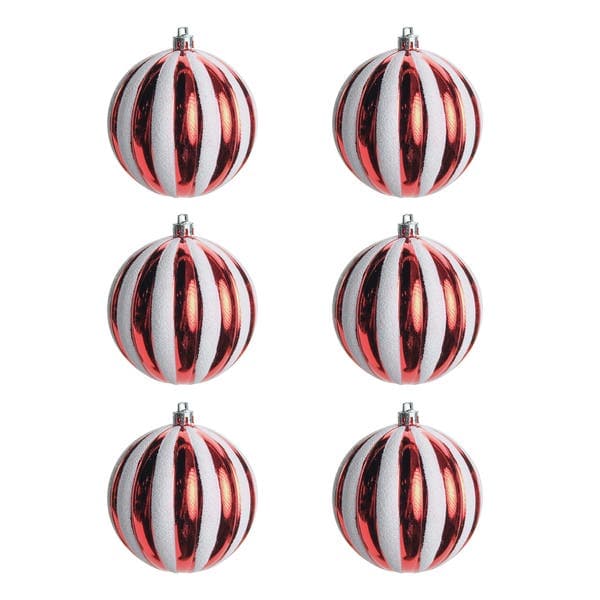 Kit Bola de Natal Vermelha e Branca Natalina 8cm 6 Peças Cromus