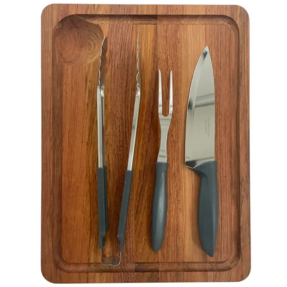 Kit Churrasco 4 Peças Madeira e Inox - Tramontina