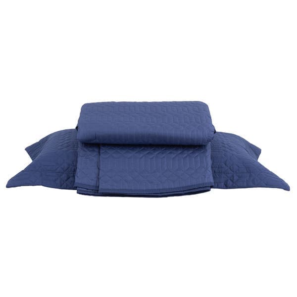 Kit Colcha Solteiro Padrão 2 peças Microfibra 150 fios Ravenna Azul