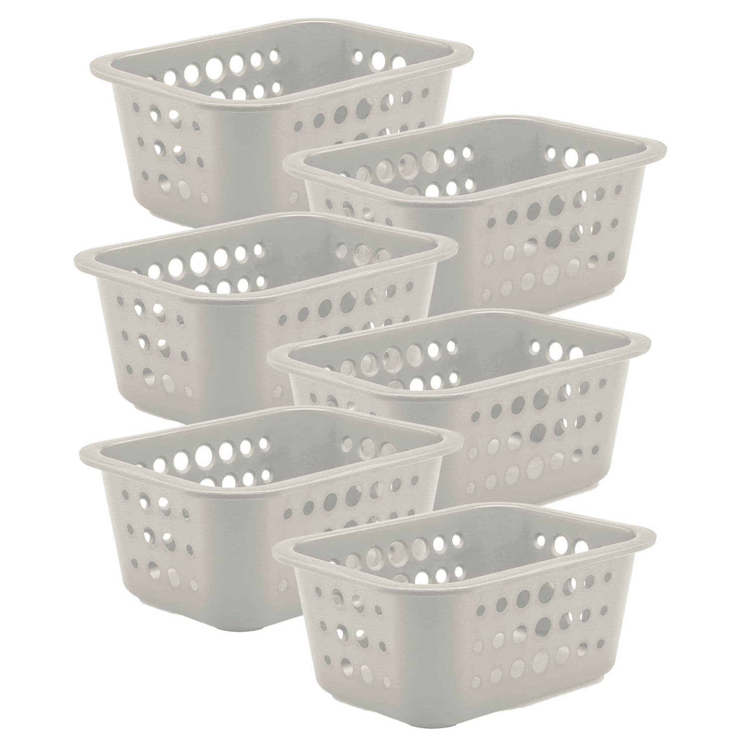Kit Com 6 Cestas Organizadoras Retangular 8x18cm Branca - Martiplast