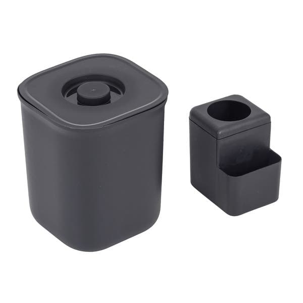Kit com Lixeira 4 Litros e Porta Detergente e Bucha Preto Dasplast