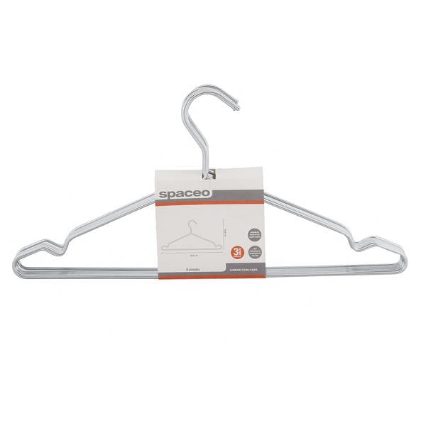 Kit de Cabides para Roupas em Geral 8 Unidades Cromado Spaceo