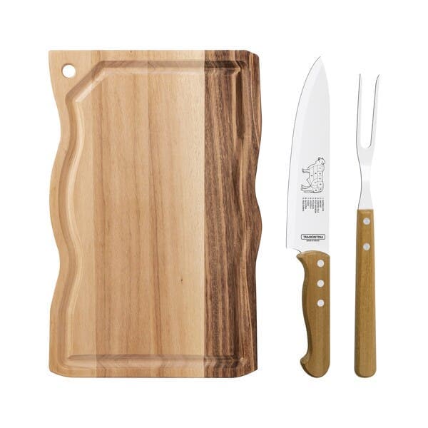 Kit para Churrasco Aço Inox 434x42cm Churrasco Tramontina 3 Peças