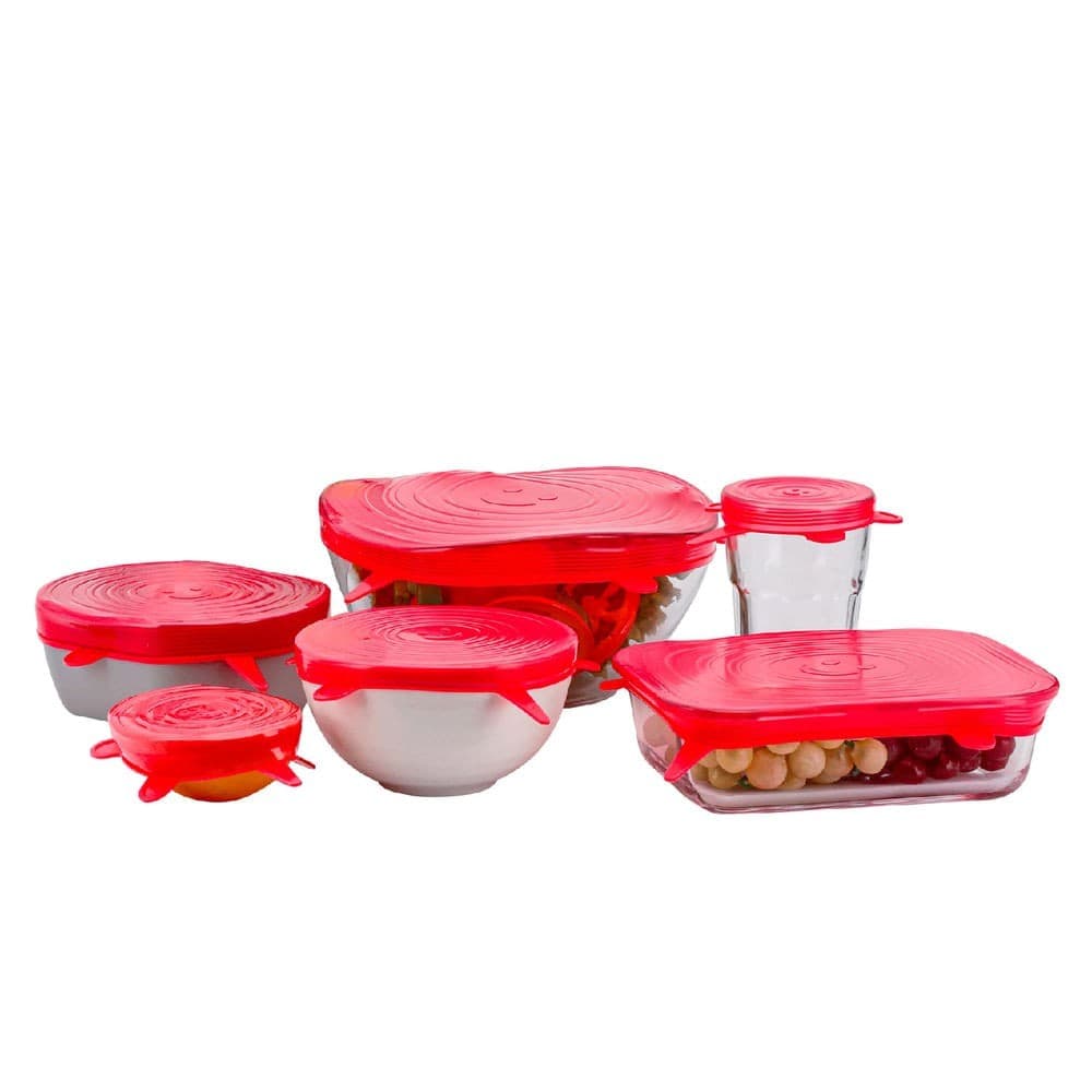 Kit Tampas Silicone 6 Peças Vermelho - Tuut