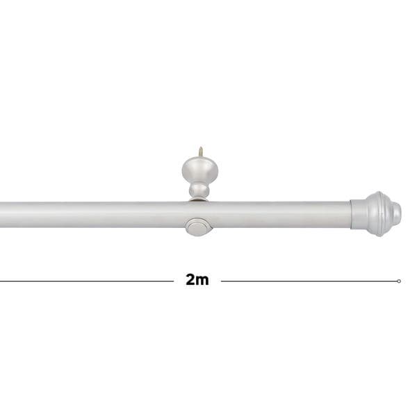 Kit Varão de Cortina 2 metros 28mm Aço Escovado Belchior