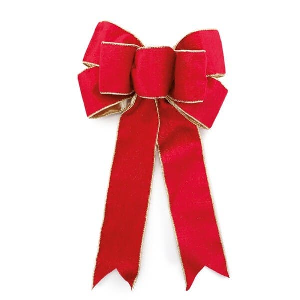 Laço Decorativo Liso Vermelho e Ouro 4x23x36cm Cromus