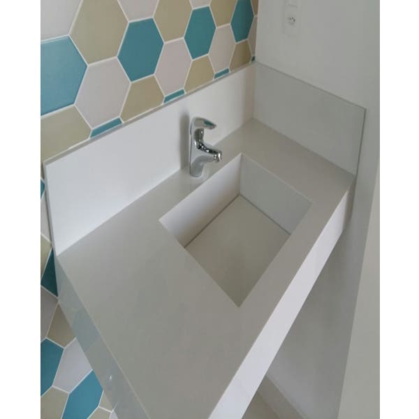 Lavatório com cuba 80x50x15cm Branco Elegance Pedras Feital