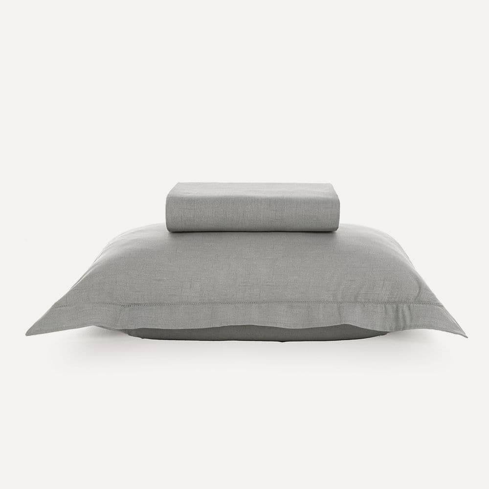 Lençol Solteiro com Elástico e Fronha 100% Algodão Tesso Cinza