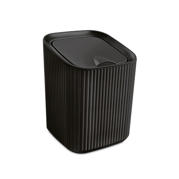 Lixeira 1,25L Plástico Manual Preto Usual Utilidades