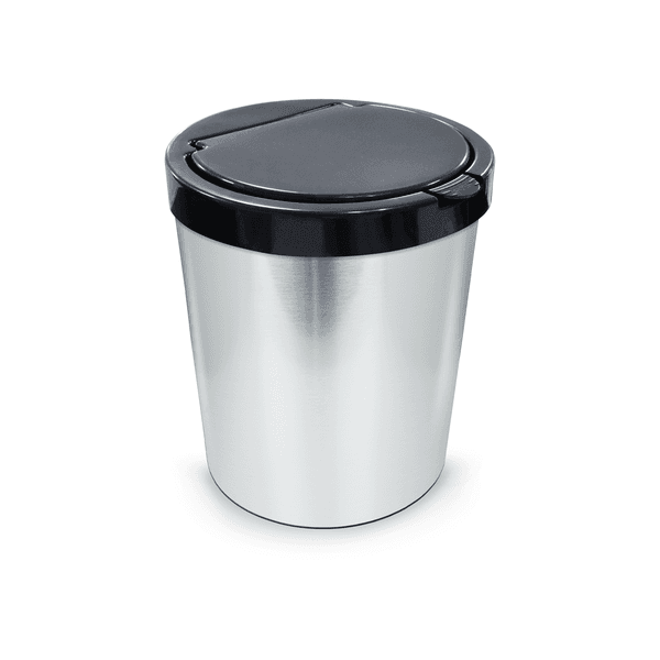 Lixeira 10L Plástico Click Inox e Preto Arqplast