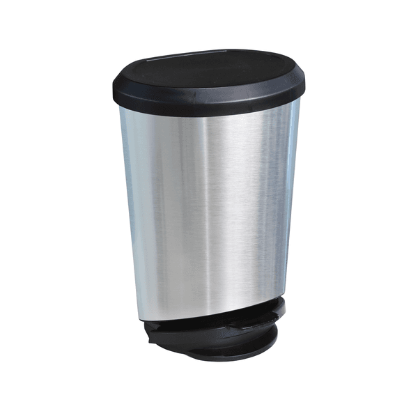Lixeira 10L Plástico Pedal Inox e Preto Arqplast