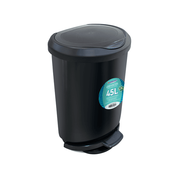 Lixeira 45L Plástico Pedal Preto Arqplast
