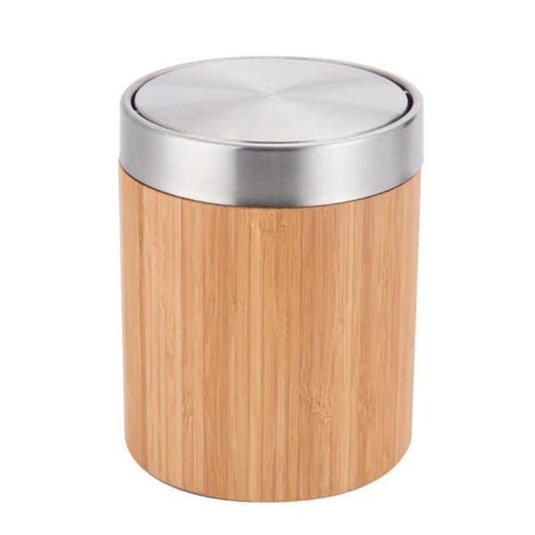 Lixeira para Banheiro 2,6L Madeira Basculante Marrom Sensea
