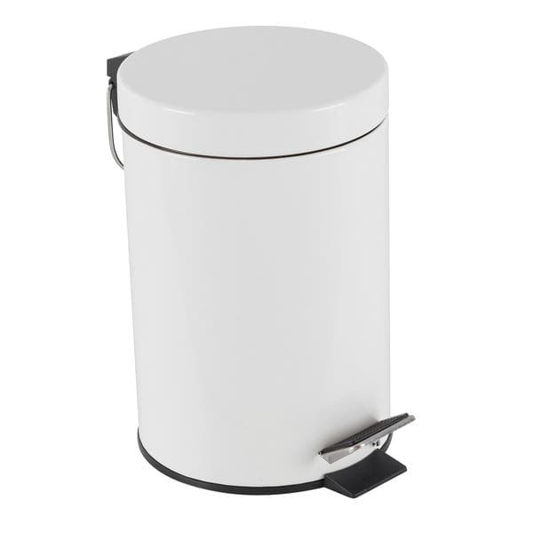 Lixeira para Banheiro 3L Metal Aço Pedal Branca Sensea