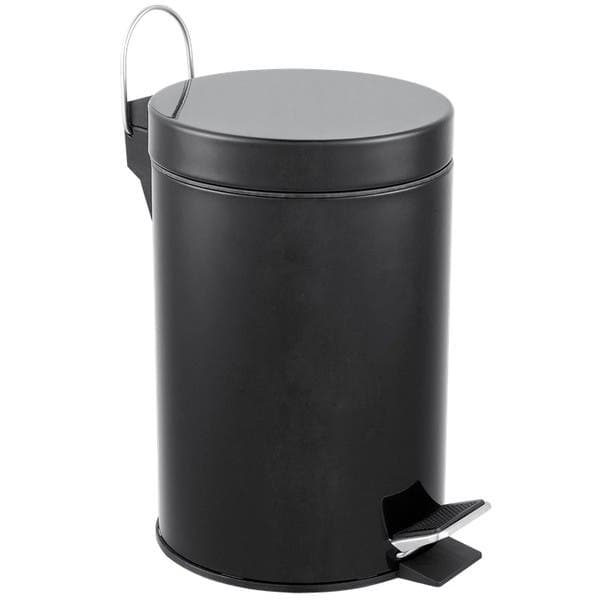 Lixeira para Banheiro 3L Metal Inox Pedal Preta Sensea