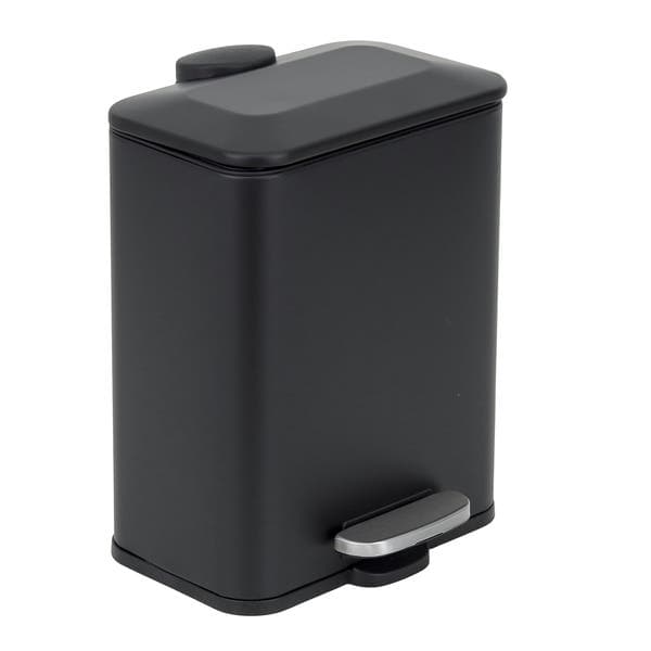 Lixeira para Banheiro 5L Metal Ferro Pedal Preta Retangular Aemaxx