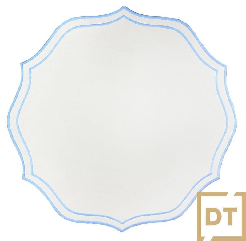 Lugar Americano Bordado Decortextil Off White e Azul Bebe