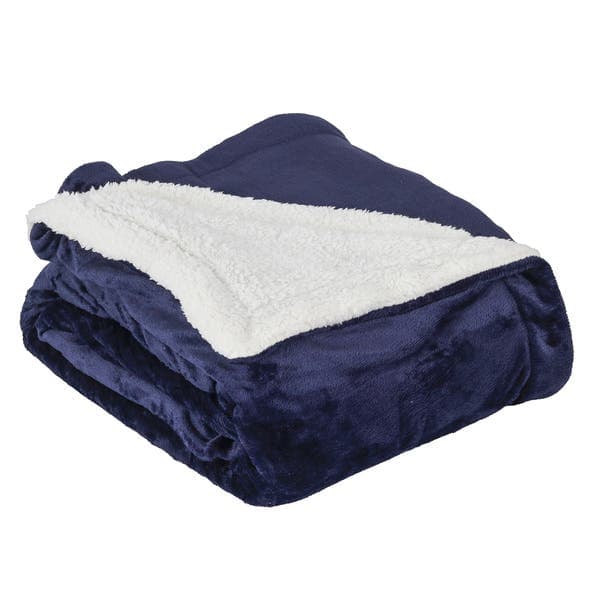 Manta Dupla Face Flannel Queen Azul