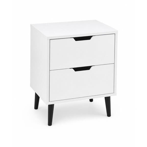Mesa de Cabeceira 60x45x30cm MDF Branco com Gavetas Eló Agardi