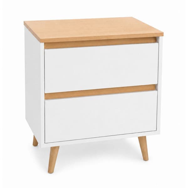Mesa de Cabeceira 60x45x30cm MDF Branco com Gavetas Stilo Agardi