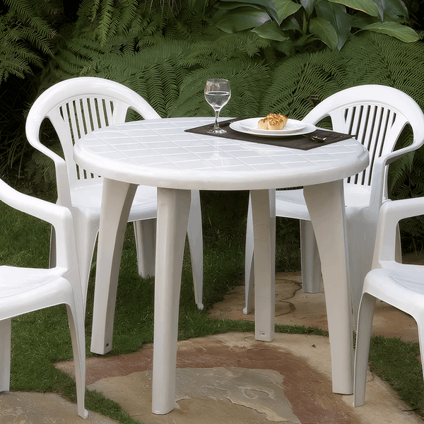 Mesa de Jardim Plástico Redonda Mariana 70x90cm Branca Antares