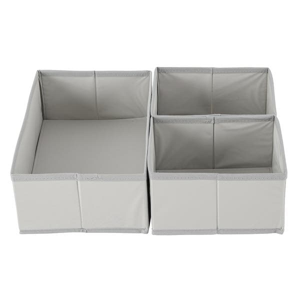 Organizador de Gaveta Dobrável Cinza 3 Divisórias 24x34x9cm Oikos